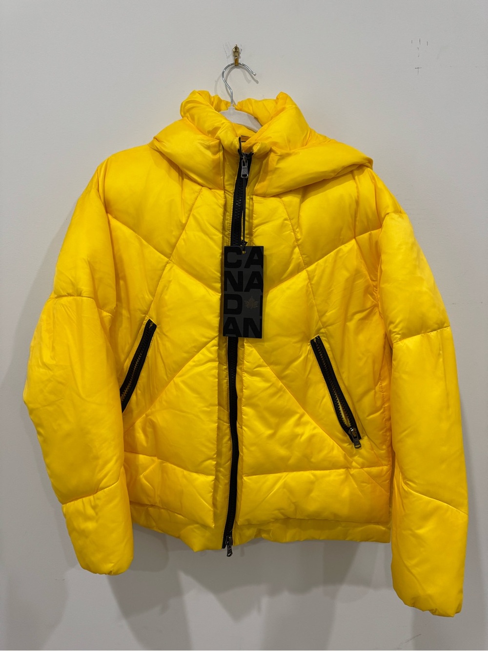 Yellow Kids' Puffer Jacket with Hood
